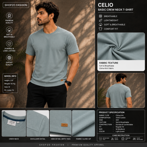 Premium Mock Neck Basic T-Shirt- Pastle