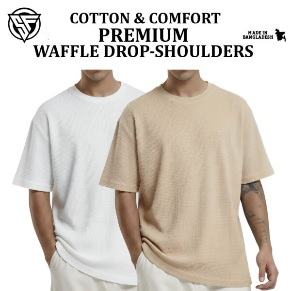 Premium Waffle Drop Shoulder White-Biscuit