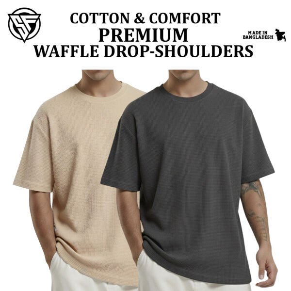 Premium Waffle Drop Shoulder Biscuit-Charcoal