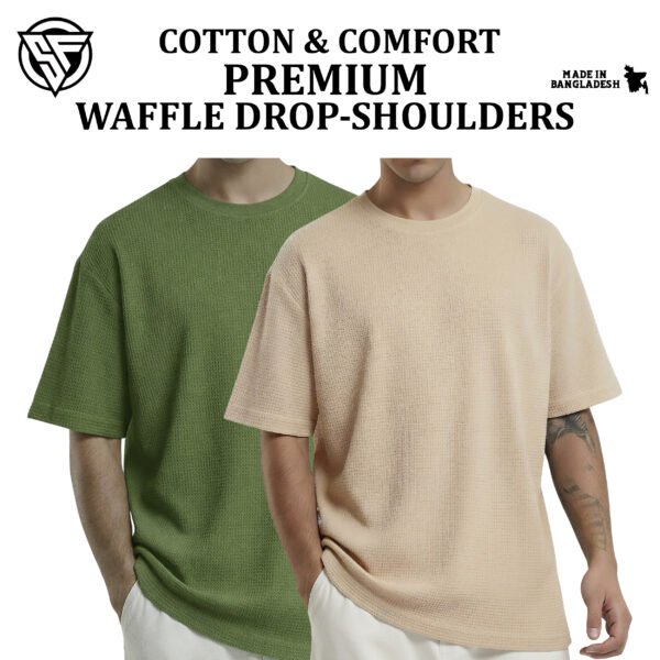 Premium Waffle Drop Shoulder Olive-Biscuit