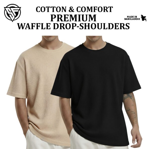 Premium Waffle Drop Shoulder Biscuit-Black