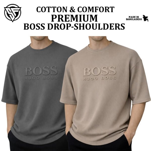 Premium Boss Drop Shoulder Charcoal-Biscuit