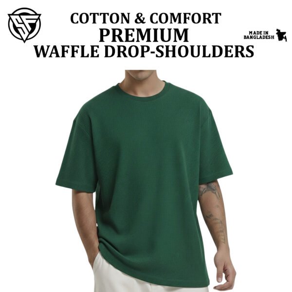 Premium Waffle Drop Shoulder B green