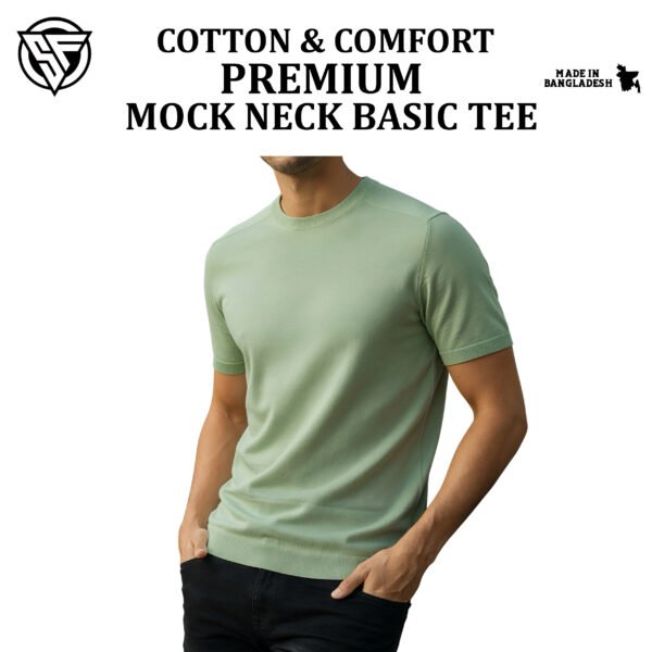 Premium Mock Neck Basic T-Shirt- Lemon