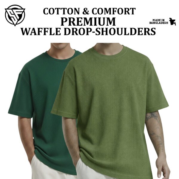 Premium Waffle Drop Shoulder Green-Olive