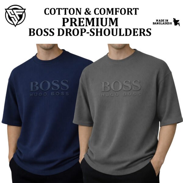 Premium Boss Drop Shoulder Navy Blue-Charcoal