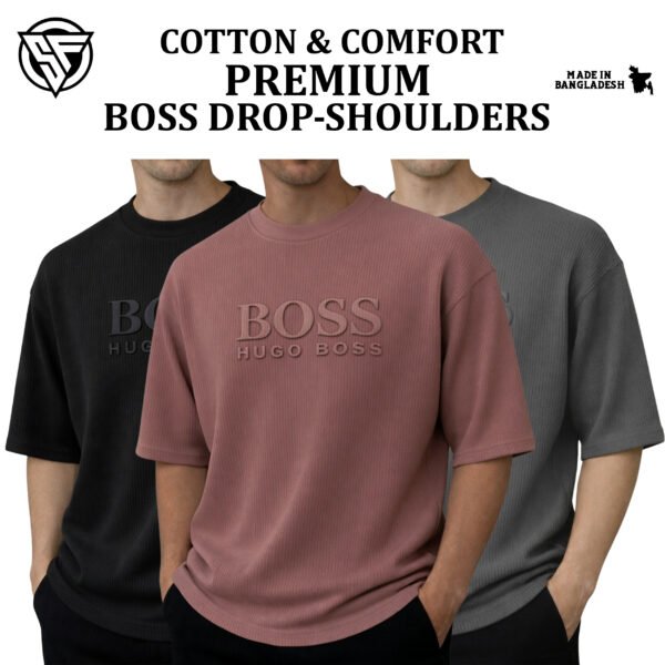 Premium Boss Drop Shoulder Black-Brick-Charcoal