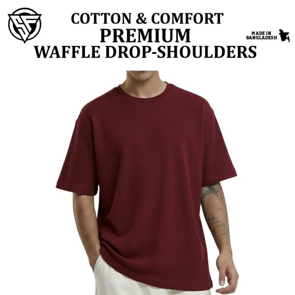 Premium Waffle Drop Shoulder Maroon