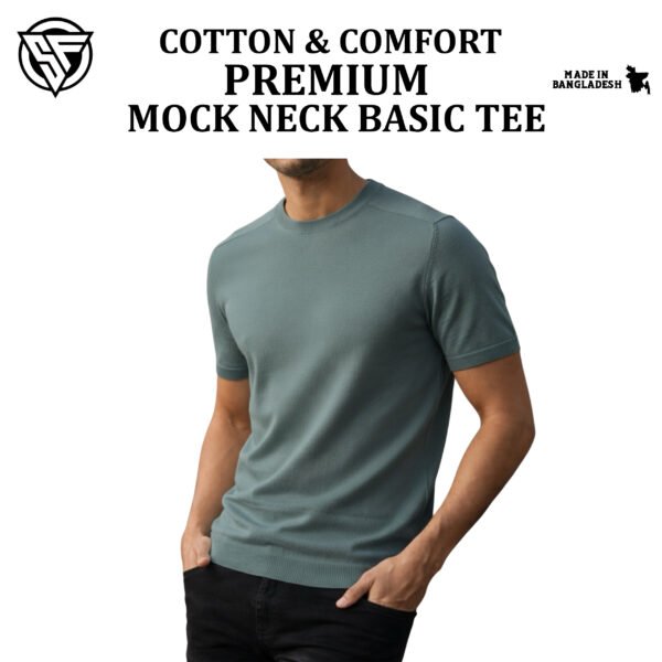Premium Mock Neck Basic T-Shirt- Pastle