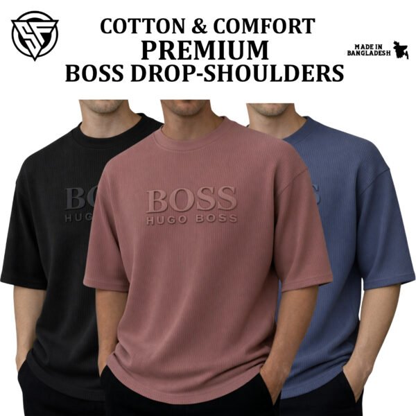 Premium Boss Drop Shoulder Black-Brick-Blue