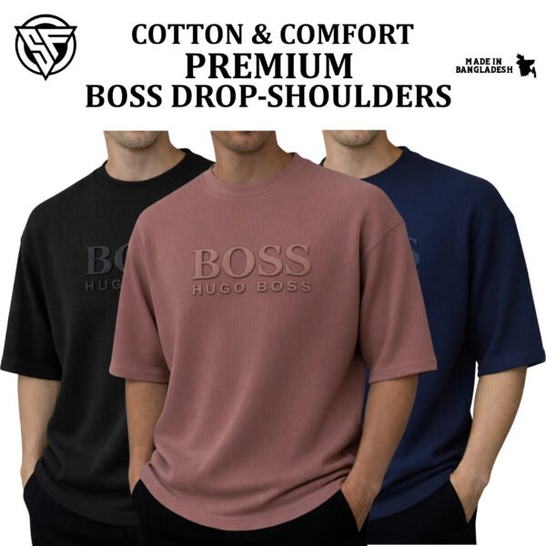 Premium Boss Drop Shoulder Black-Brick-Navy Blue