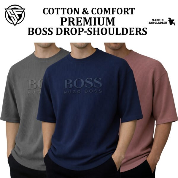 Premium Boss Drop Shoulder Charcoal-Navy Blue-Brick