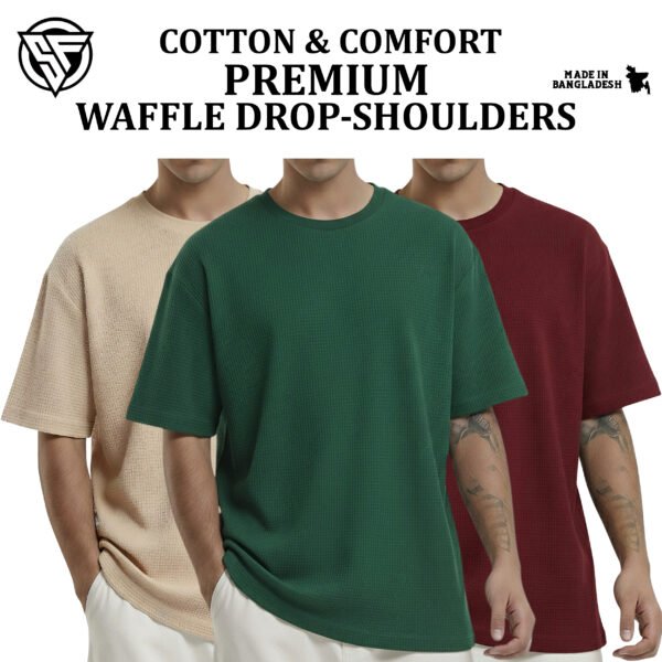 Premium Waffle Drop Shoulder Biscuit-Green-Maroon