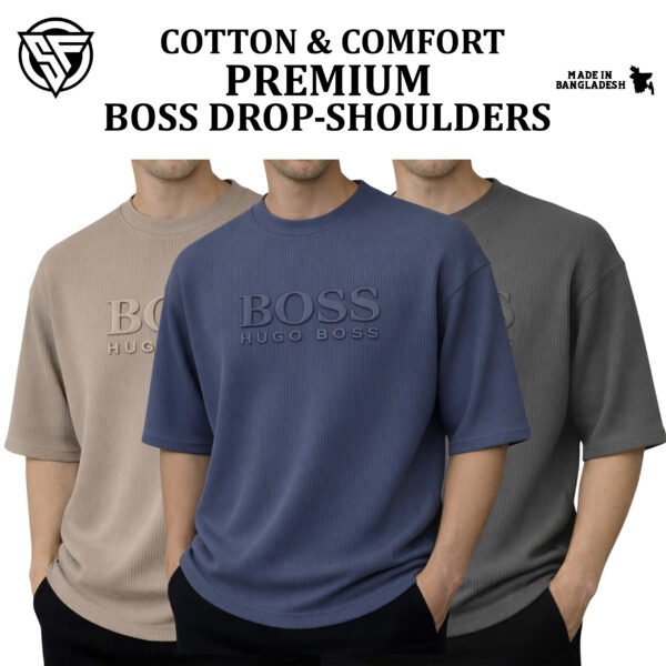 Premium Boss Drop Shoulder Biscuit-Blue-Charcoal