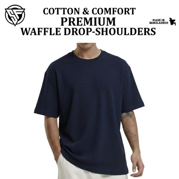 Premium Waffle Drop Shoulder Navy Blue