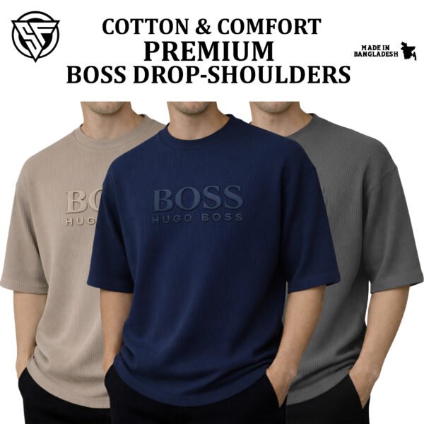 Premium Boss Drop Shoulder Biscuit-Navy Blue-Charcoal