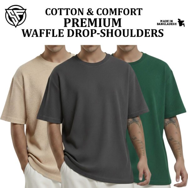 Premium Waffle Drop Shoulder Biscuit-Charcoal-Green
