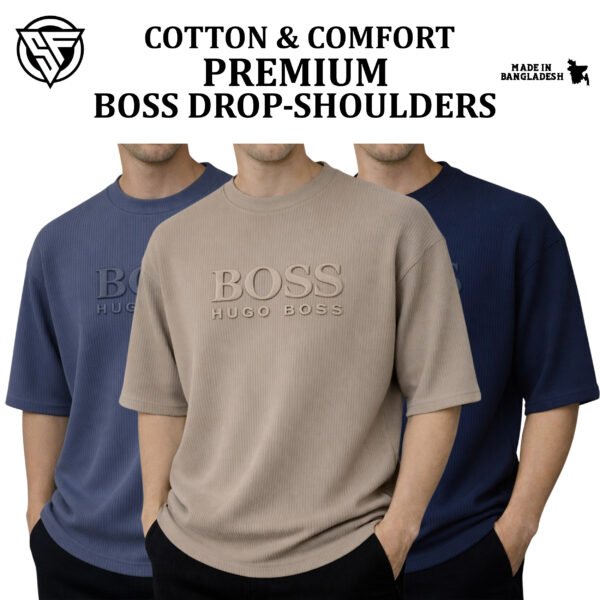 Premium Boss Drop Shoulder Blue-Biscuit -Navy Blue
