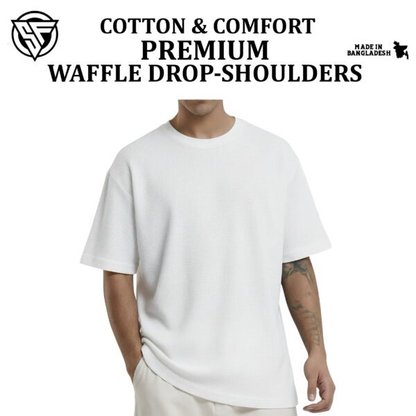 Premium Waffle Drop Shoulder White