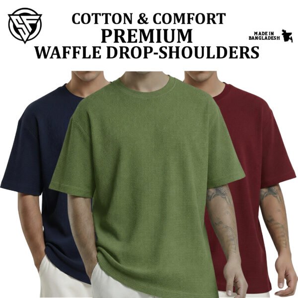 Premium Waffle Drop Shoulder Navy Blue-Olive-Maroon