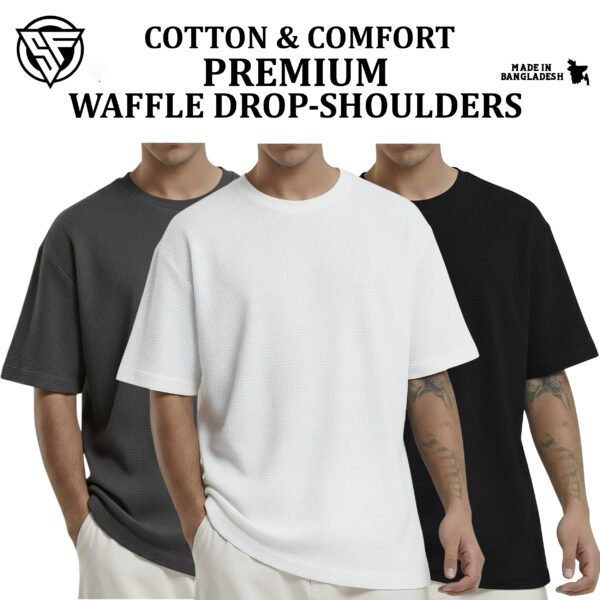 Premium Waffle Drop Shoulder Charcoal-Black (Copy)