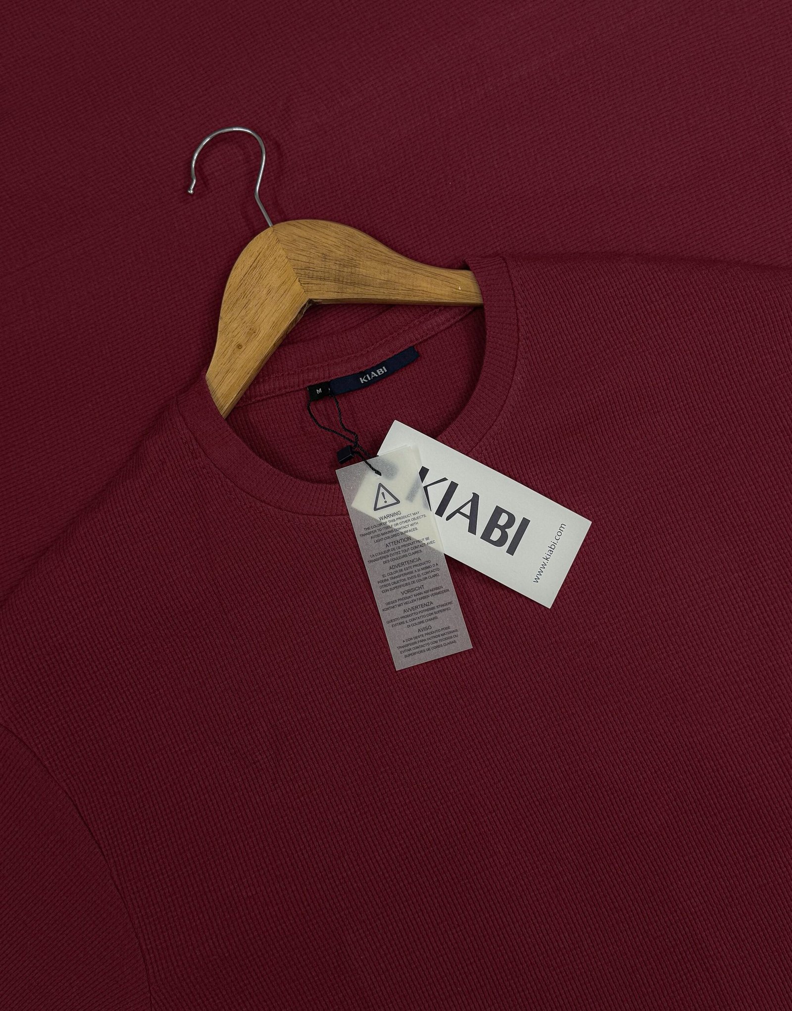 Premium Waffle Drop Shoulder Maroon - Image 2