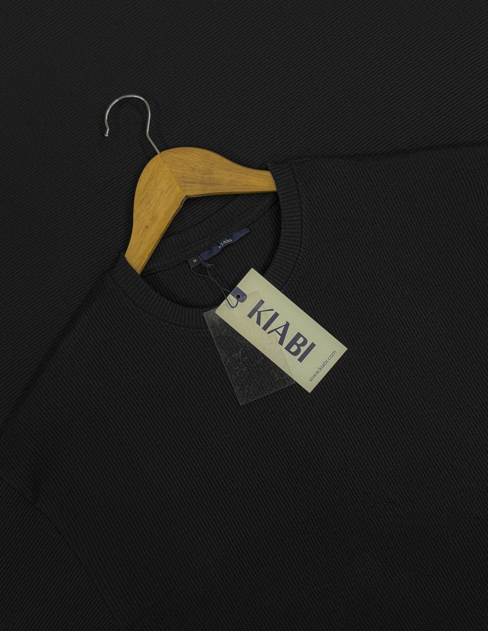 Premium Waffle Drop Shoulder Black - Image 2