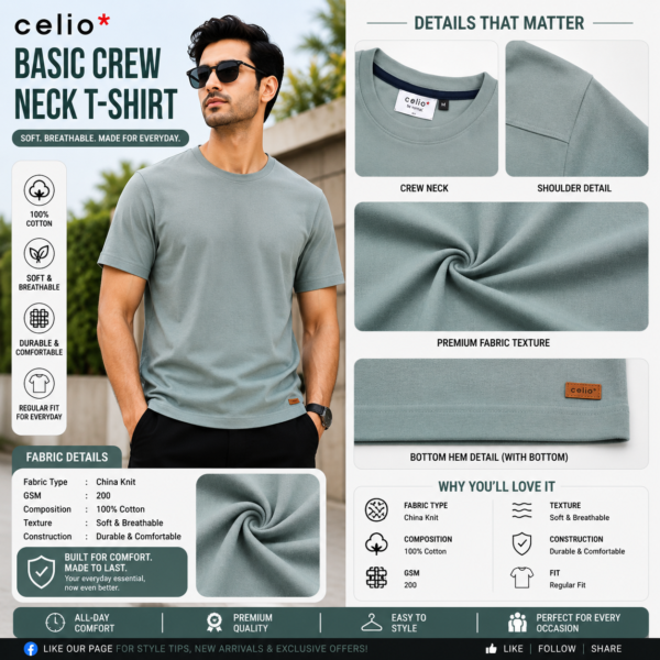 Premium Mock Neck Basic T-Shirt- Pastle