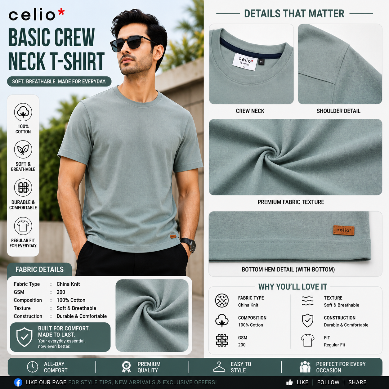 Premium Mock Neck Basic T-Shirt- Pastle