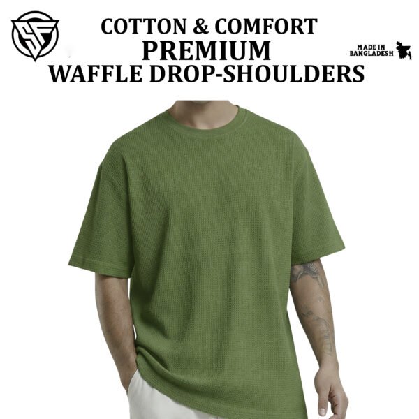 Premium Waffle Drop Shoulder Olive