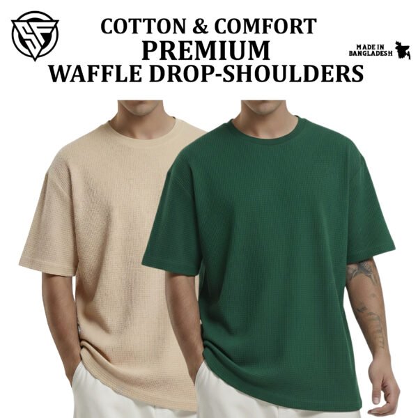Premium Waffle Drop Shoulder Biscuit-B.Green