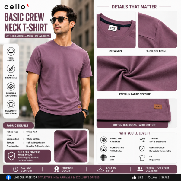 Premium Mock Neck Basic T-Shirt- Brick