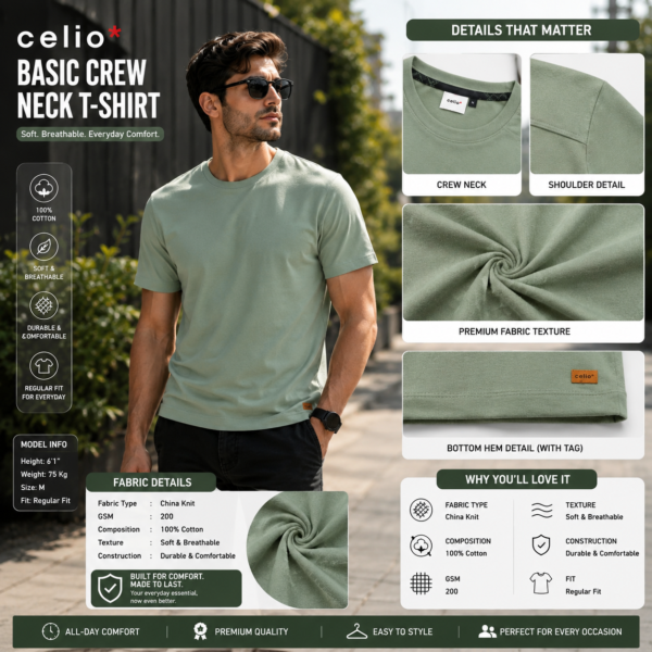 Premium Mock Neck Basic T-Shirt- Lemon