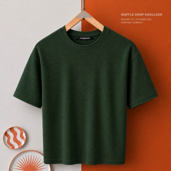 Premium Waffle Drop Shoulder B.green