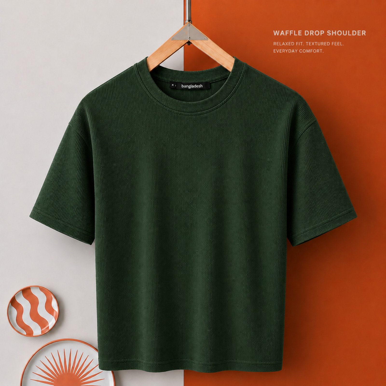Premium Waffle Drop Shoulder B.green