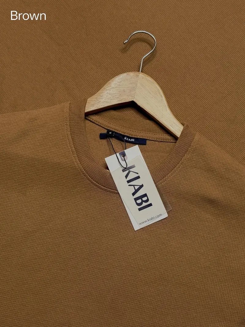 Premium Waffle Drop Shoulder Brown - Image 2
