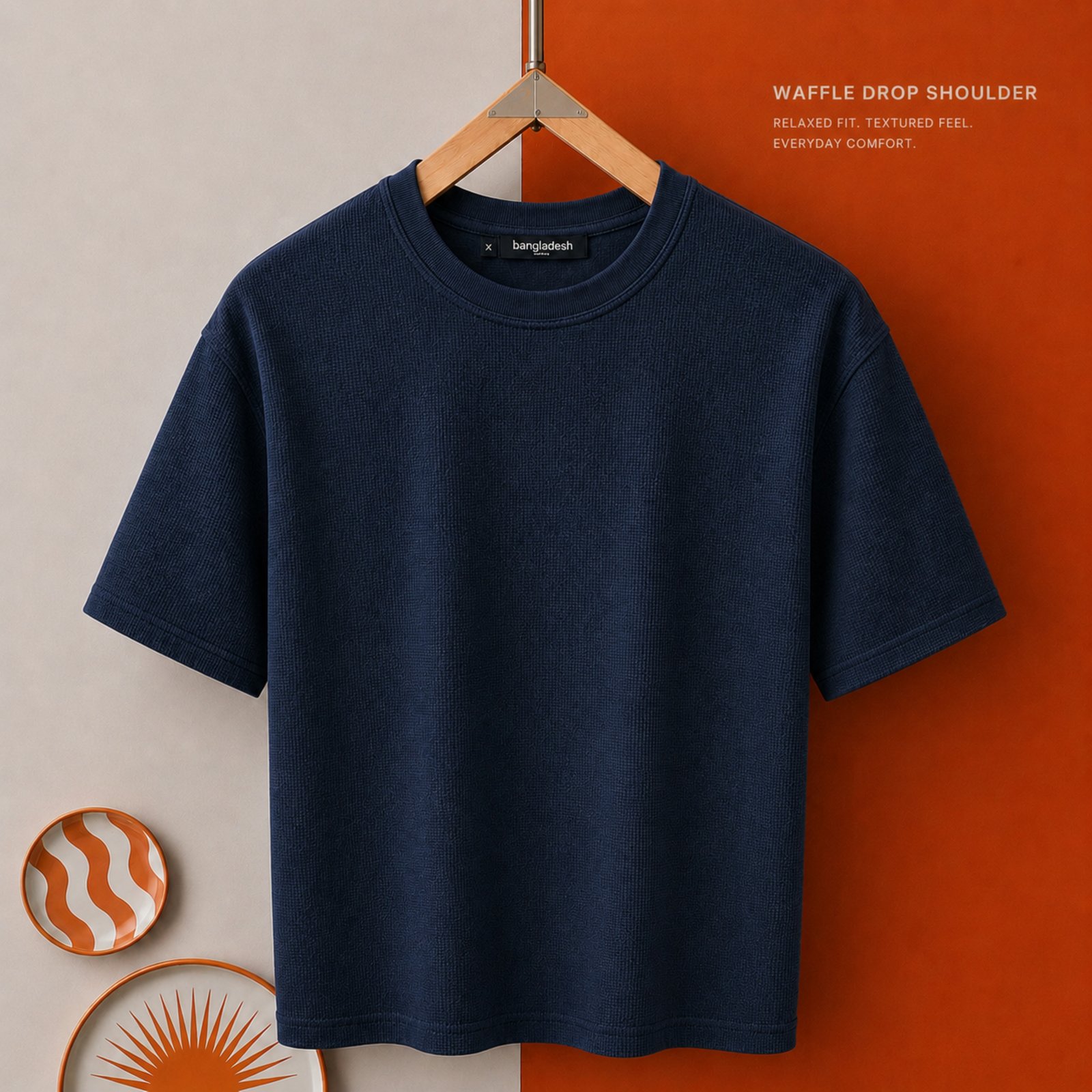 Premium Waffle Drop Shoulder Navy Blue
