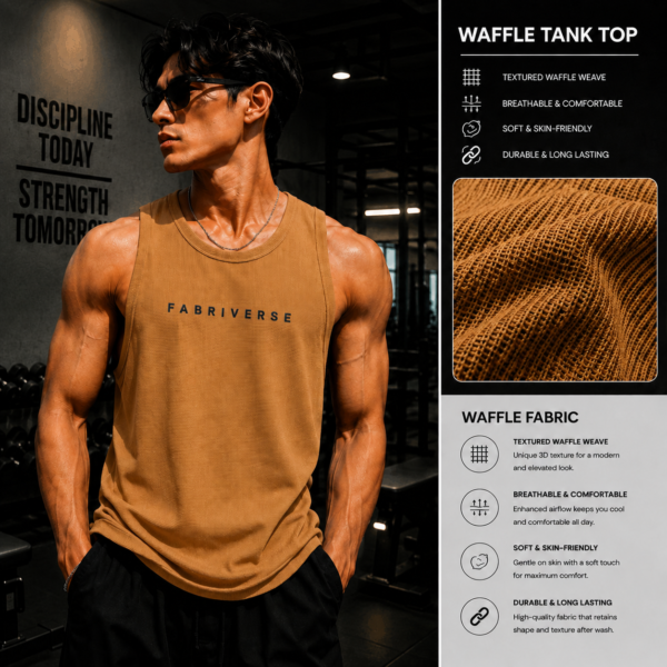 Premium Waffle Tank Top Brown