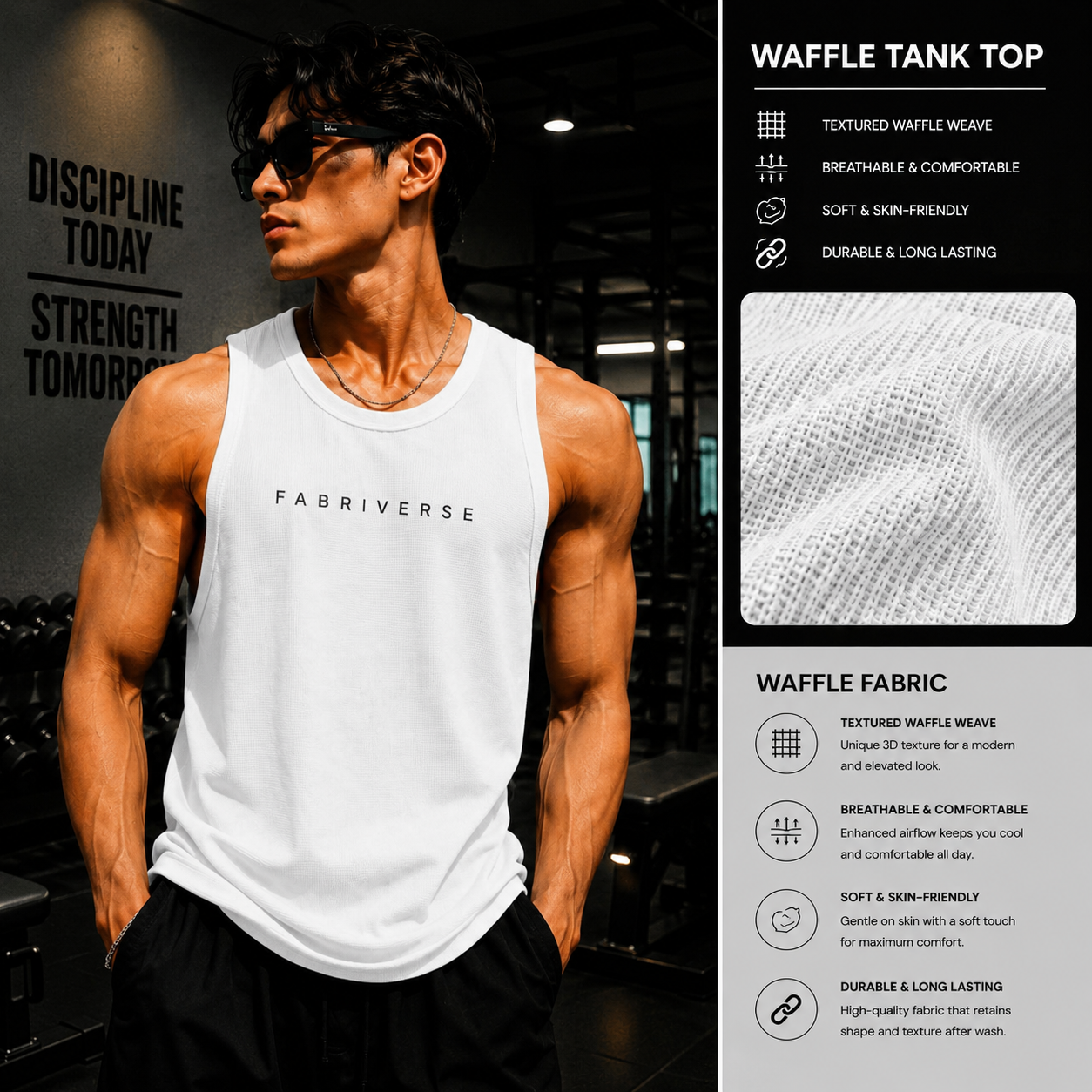 Premium Waffle Tank Top White