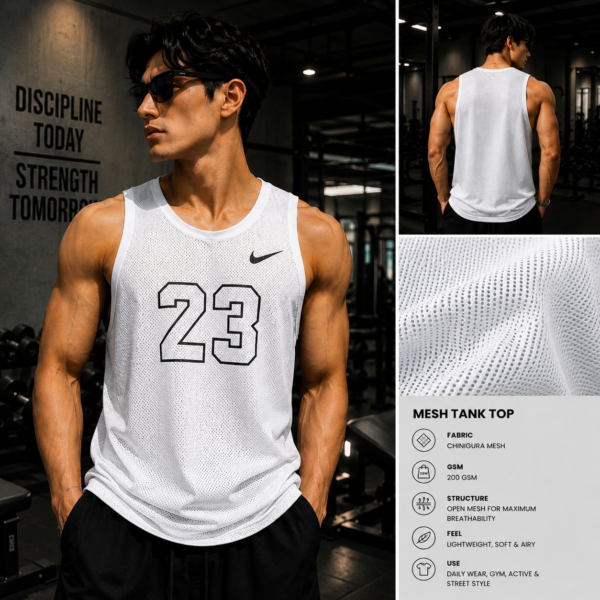Premium Mash Tank Top White