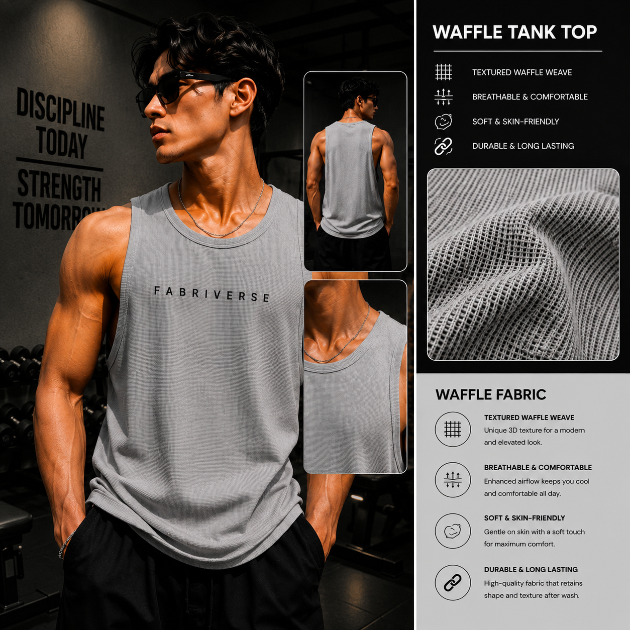 Premium Waffle Tank Top Gray