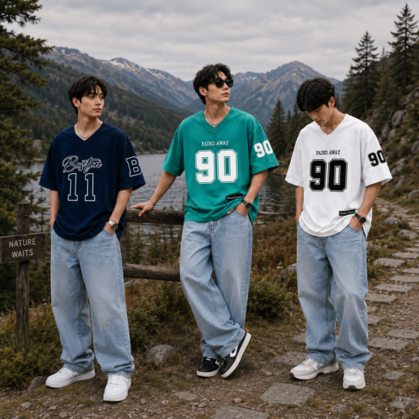 Premium Jersey Drop Sholder White-Navy-Pastale