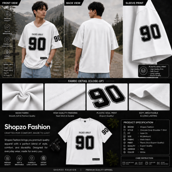 Premium Jersey Drop Sholder White